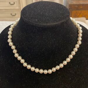 Vintage Cream White Faux Pearl Choker Collar Statement Necklace